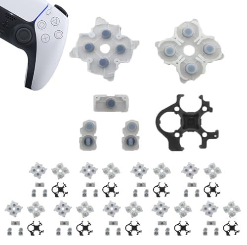 10 Sets Silicone Conductive Rubber Pads Replacement for Playstation 5 PS5 Controller Parts for BDM-020 DualSense 5 L1 R1 L2 R2 Adhesive Button Changing Keypad Repair Replacement Part Tool Kit(2.0)