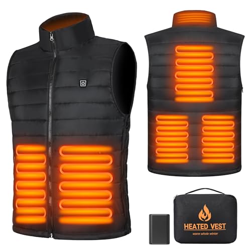 san moolias Heated Vest, Unisex Winter Heated Vests Outerwear for Men Women, Lightweight USB Electric, 3 Heating Levels, Adjustable Size with Battery Pack L-XL