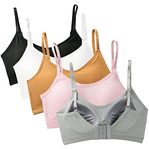GAOIYO Big Girls Training Bras Wireless Light Padded Sports Halter Vest Bra Age 10-16 Teens (5 Colors)