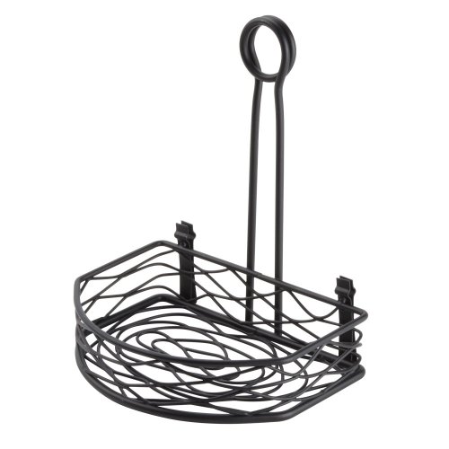 American Metalcraft SRBNB1 Semi-Round Wire Birdnest Condiment Rack Holder, Wrought Iron, Black