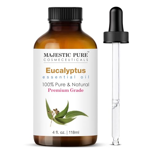 MAJESTIC PURE Eucalyptus Essential Oil | 100% Pure and Natural Eucalyptus Oil | Premium Grade Essential Oils for Hair Care, Home Diffusers, Skin, Aromatherapy, Massage and Humidifiers | 4 Fl Oz