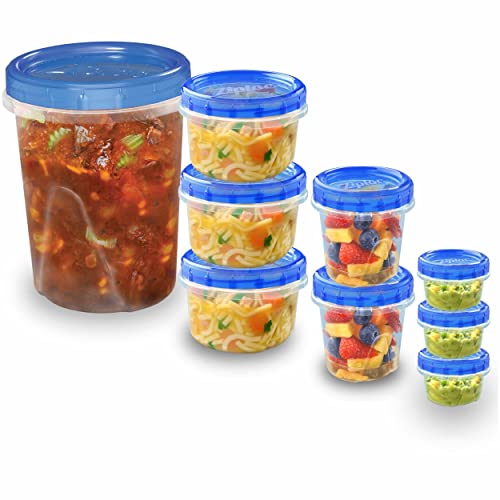 Ziploc Food Storage Meal Prep Containers Reusable for Kitchen Organization, Dishwasher Safe, Soups, Sauces and Sides Pack, 9 Count