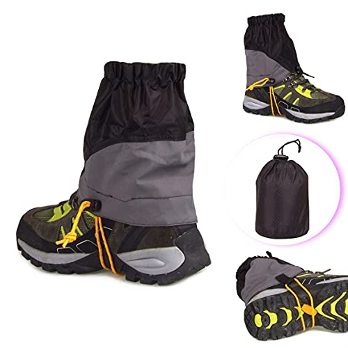 DDJOY Avadic Hiking Leg Gaiters, Waterproof Low Shoe Gaiters, Lightweight Adjustable Snow Boot Ankle Gaiters for Hiking, Hunting, Climbing, Woodcutting, Grey