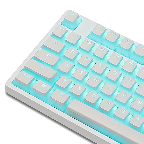 Happy Balls Pudding Keycaps PBT Backlit Cherry MX Keycap Set Doubleshot OEM Profile for US UK Layout 61 87 104 108 MX Switches Mechanical Keyboard (White Pudding Keycaps)