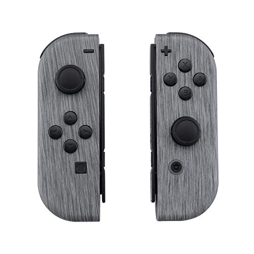eXtremeRate DIY Replacement Shell Buttons for Nintendo Switch & Switch OLED, Brushed Silver Soft Touch Custom Housing with Full Set Button for Joycon Handheld Controller - Console Shell NOT Included