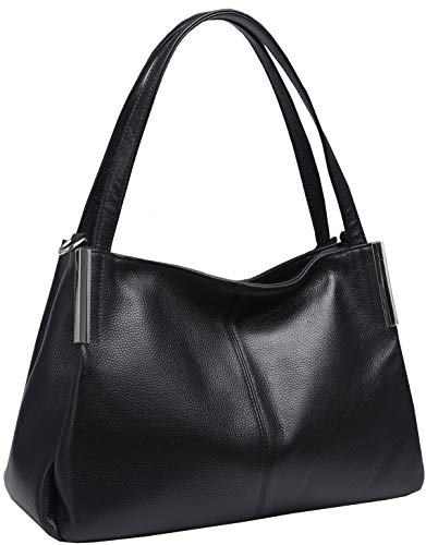 Heshe Leather Purses for Women Tote Top Handle Bags Shoulder Handbags Designer Office Ladies Purse Cross Body Bag（Black）