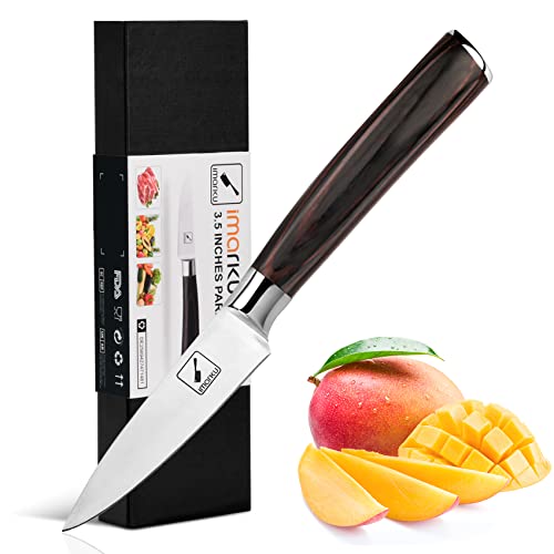 imarku Paring Knife - Paring Knives, 3.5 Inch Small Kitchen Knife - Japanese SUS440A Stainless Steel Fruit Knife, Ergonomic Pakkawood Handle, Ultra Sharp Knife, Christmas Gifts for Women and Men