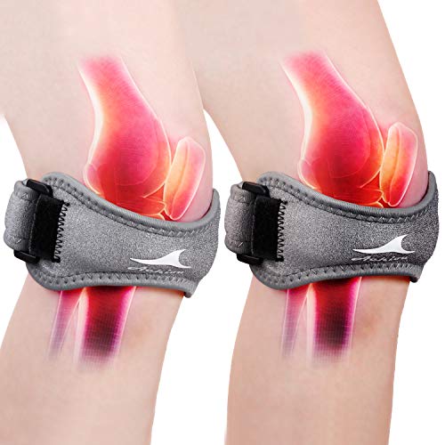Achiou 2 Pack Patella Knee Strap, Pain Relief Patellar Tendon Support Strap, Knee Band Brace with Patella Stabilizer for Osgood Schlatter, Squats, Runner, Jumper, Tendonitis, Hiking