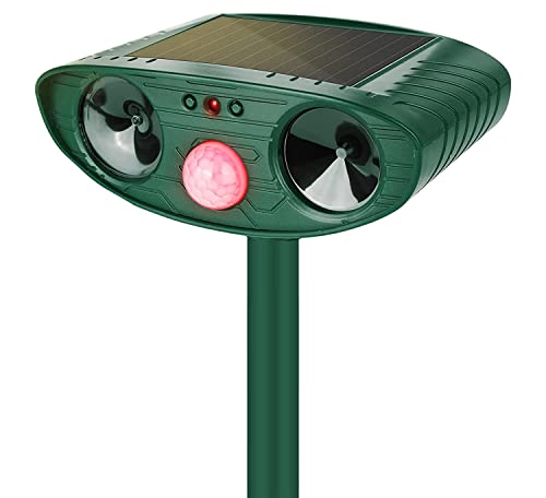 2024 Solar Ultrasonic in Repellent Defender Rat, Squirrel, Deer, Raccoon, Skunk, Rabbit, Mole, Dog, Cat, Waterproof with Motion Detector