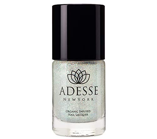 Adesse New York Organic Infused Glitter Nail Lacquer, Fast Drying, Chip Resistant Polish, Ultra Long Wear for a Glitter Perfect Manicure, Vegan, Cruelty Free, Paraben Free- 11ml (French 75)
