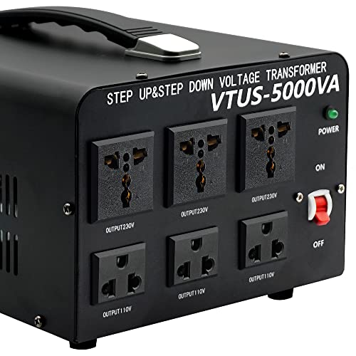 Yinleader 5000W Voltage Converter Transformer Step Up 110V-120V to220V-240V or Step Down 220V to 110V AC Power Converter w/US Standard Power Cord,Circuit Breaker Protection