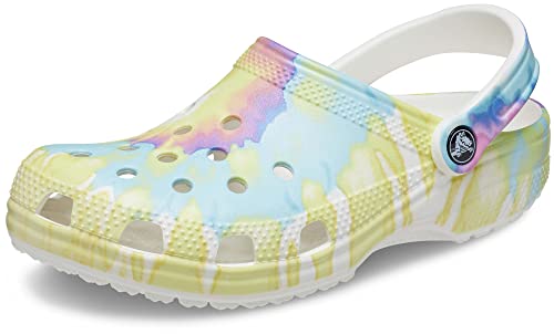 Crocs Unisex-Adult Classic Tie Dye Clogs, Pastel Tie Dye, 11 Women/9 Men