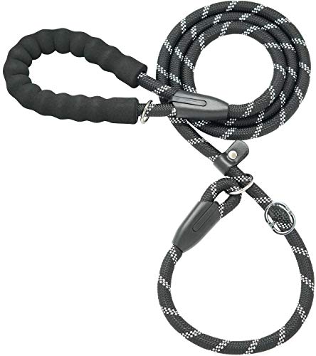 iYoShop 6 FT Durable Slip Lead Dog Leash with Padded Handle and Highly Reflective Threads, Dog Training Leash, (Medium/Large, 35~120 lbs, Black)