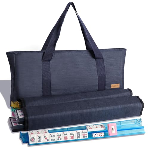 Jongyance American Mahjong Set,Complete Mahjong Tiles Set,Blue Carrying Bag,166 Mah Jongg Tiles,4 All-in-One Rack/Pushers, Western Mahjong, English Instruction（Ma Jong,Mah-Jongg, Majiang）