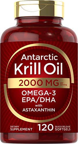 Carlyle Antarctic Krill Oil 2000 mg 120 Softgels | Omega-3 EPA, DHA, with Astaxanthin Supplement Sourced from Red Krill | Maximum Strength | Laboratory Tested