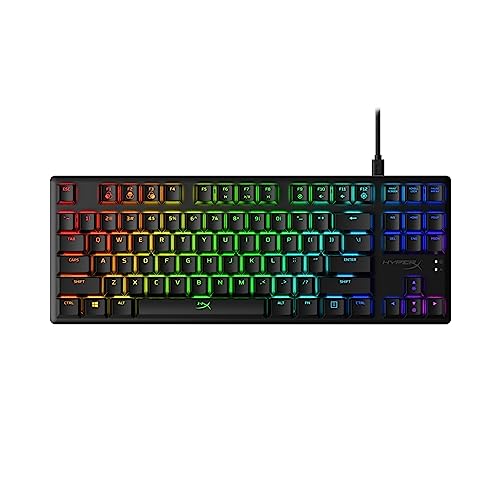 HyperX Alloy Origins Core - Tenkeyless Mechanical Gaming Keyboard, Software Controlled Light & Macro Customization, Compact Form Factor, RGB LED Backlit, Tactile HyperX Aqua Switch,Black