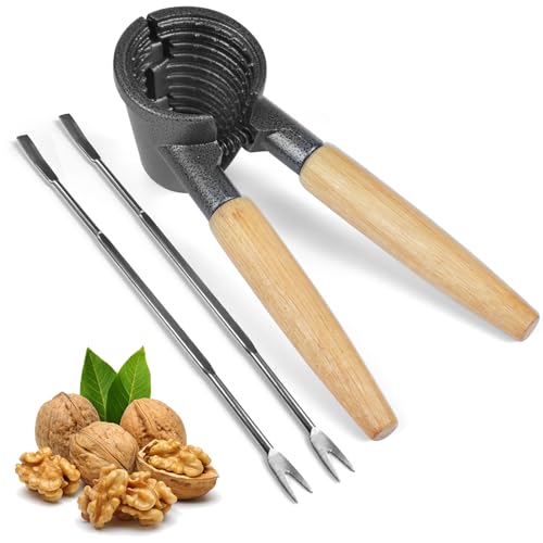 Artcome Premium Heavy-Duty Pecan and Walnut Nutcracker with Ergonomic Wood Handle