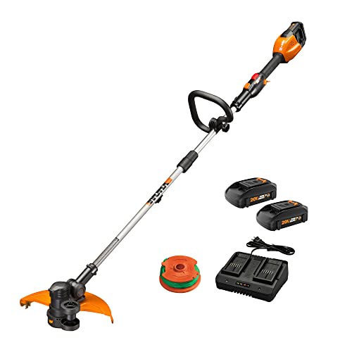 Worx String Trimmer Cordless, Edger 40V Power Share Weed Trimmer 13' (2 Batteries & Charger Included) WG184