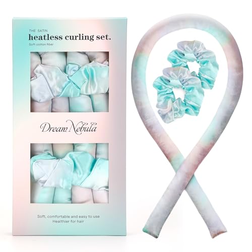 Satin Heatless Curling Set - Hair Rollers for Heatless Curls Heatless Hair Curlers & Hot Rollers Hair Curlers to Sleep in Heatless Curling Rod Headband Heatless Curler （Dream Nebula）