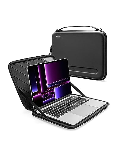 tomtoc Slim Hard Shell Laptop Carrying Case for 14-inch MacBook Pro M3/M2/M1 A2918 A2992 A2779 A2442, 13-inch MacBook Air/Pro with a Hard Shell Cover, Water- Resistant Protective Laptop Hand Bag