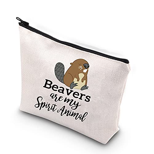 WCGXKO Beaver Lover Gift Beavers Are My Spirit Animal Zipper Pouch Makeup Bag (Spirit Animal Beavers)
