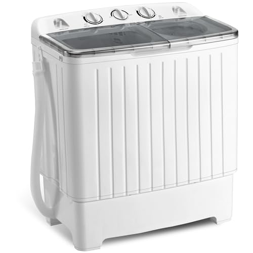 Spurgehom Mini Twin Tub Portable Washing Machine, 20 lbs Large Capacity Washer and Dryer Combo for RV Camping, Apartment, Dormitory, Home, Washing Machine for Students & Tenants，Grey