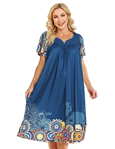 Womens House Dress for Women with Pockets Moomoo House Coat Batas De Dormir Para Mujer Grandma Dress Mumu Dresses House Dresses for Elderly Housecoat Mandalas Muumuu