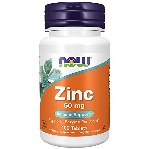 NOW Supplements, Zinc (Zinc Gluconate) 50 mg, Supports Enzyme Functions*, Immune Support*, 100 Tablets