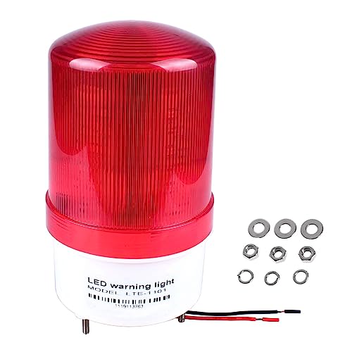 Industrial LED Rotating Strobe Beacon Warning Lights, Electrical Revolving Signal Lights for Emergency, 110v AC, Red, with Buzzer
