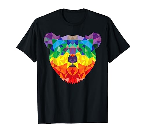 Geometric Bear LGBT Rainbow Flag Gay Pride Men Women T-Shirt