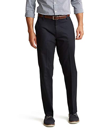 Dockers Men's Classic Fit Signature Khaki Lux Cotton Stretch Pants (Regular and Big & Tall), Navy, 42W x 32L