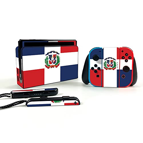 MightySkins Skin Compatible with Nintendo Switch OLED - Dominican Flag | Protective, Durable, and Unique Vinyl Decal wrap Cover | Easy to Apply, Remove, and Change Styles | Made in The USA