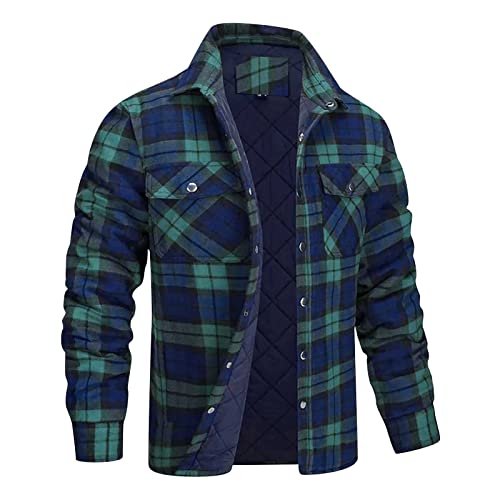 TFHENGQQ Men's Plaid Lapel Outdoorsman Wool Coat, Winter Outerwear Jacket, Insulated Work Clothing Warm Lining Jacket Coats