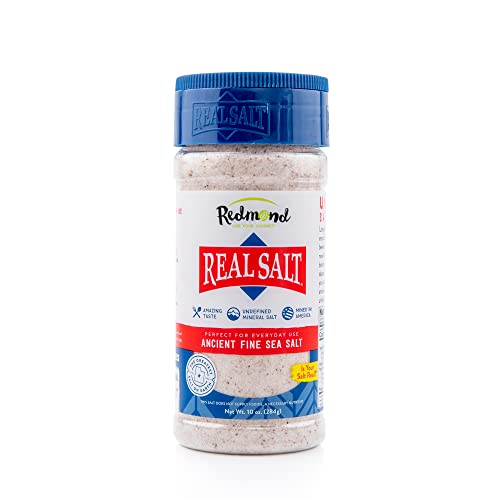 Redmond Real Sea Salt - Natural Unrefined Gluten Free Fine, 10 Ounce Shaker (1 Pack)