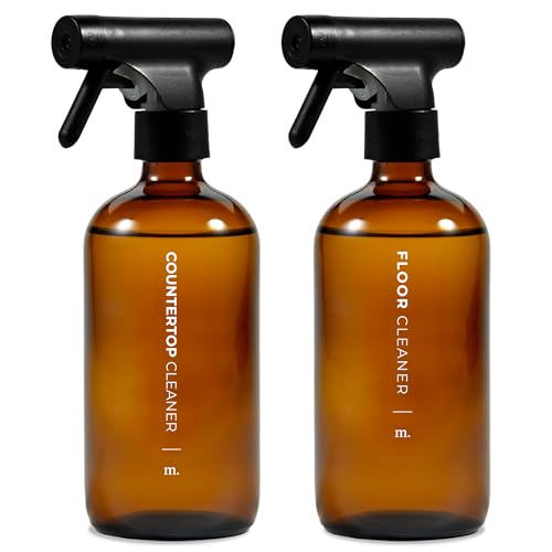 MAISONOVO Glass Spray Bottles | Amber Spray Bottle 16 Oz 2 Pack