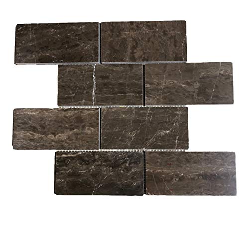 Dark Empredor Coffee Brown Marble Mosaic 3'x6' Subway Tile T-38 100 Tiles