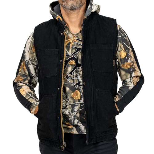 Legendary Whitetails Carry Outerwear Men, Canvas Cross Trail Conceal CCW Holster, Outdoor, Hunting Insulated Casual Vest, Onyx, XX-Large