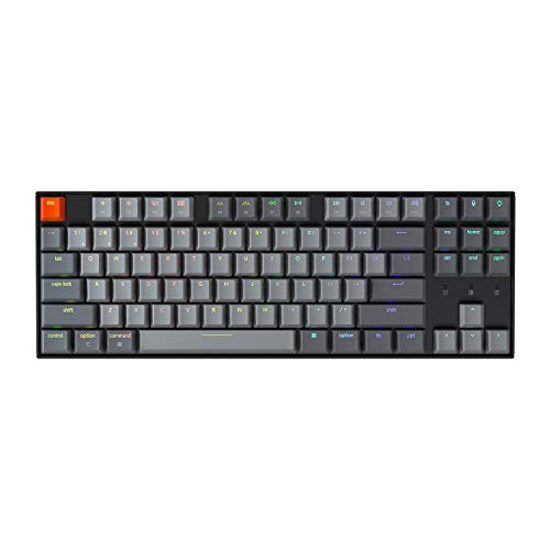 Keychron K8 Hot-swappable Wireless Bluetooth 5.1/Wired USB Mechanical Gaming Keyboard, Tenkeyless 87 Keys Computer Keyboard with Gateron G Pro Brown Switch RGB Backlight N-Key Rollover for Mac Windows