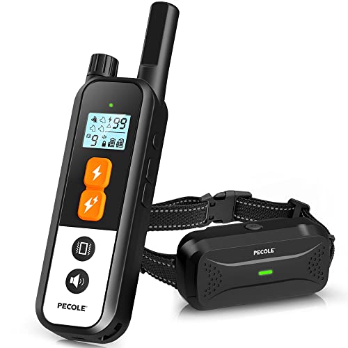 PECOLE Dog Shock Collar - Dog Training Collar with Remote 1600FT, 3 Training Modes with 99 Adjustable Levels, Rechargeable Waterproof E-Collar with Security Lock for All Breeds and Sizes