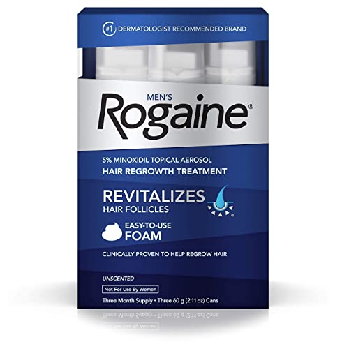 Men's Rogaine 5% Minoxidil Foam for Hair Loss and Hair Regrowth, Topical Treatment for Thinning Hair, 3-Month Supply ( Pack of 3)
