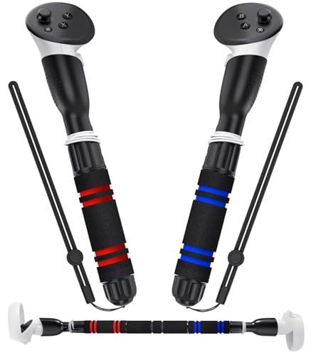 YOGES Handle Attachments Compatible with Meta Quest 3 / Oculus Quest 2 / Quest Pro/Rift S Controller Accessories, Dual Handles Extension Grips for VR Games Beat Saber Gorilla Tag Long Arms