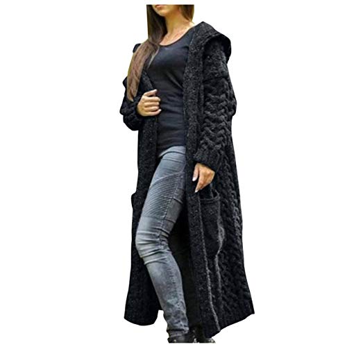 ZDRZK amazon warehouse sale clearance Hooded Cardigan For Women Oversized Plush Knit Long Cardigans Long Sleeve Fall Winter Sweater Coats With Pockets western cardigans for women Black 4X