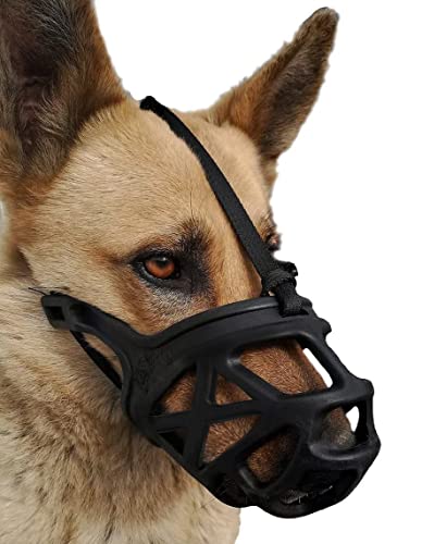 Mayerzon Dog Muzzle, Breathable Basket Muzzles for Small, Medium, Large and X-Large Dogs, Stop Biting, Barking and Chewing, Best for Aggressive Dogs (Small, Black)