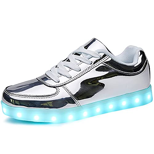 SANYES USB Charging Light Up Shoes Sports LED Shoes Dancing Sneakers SYDB551-Silver-42
