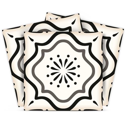 Black & White Collection Peel and Stick Tile Stickers 24 PC Set backsplash Tile Decals Bathroom & Kitchen Vinyl Wall Decals Easy to Apply Just Peel & Stick Home Decor (Black & White B5, 4x4 Inch)