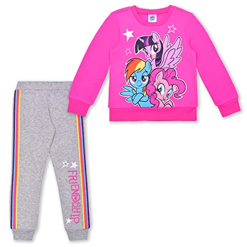 My Little Pony Girls’ Sweatshirt and Jogger Set for Little and Big Kids - Pink/Grey