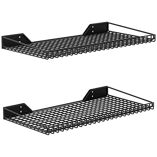 WALMANN 2 Pack Garage Wall Shelf, 23.5' x 12' Wall Mounted Storage Shelves for Garage, Closet, Laundry Room, Heavy Duty Wall Shelving, Holds Up to 65 Lbs(Black)