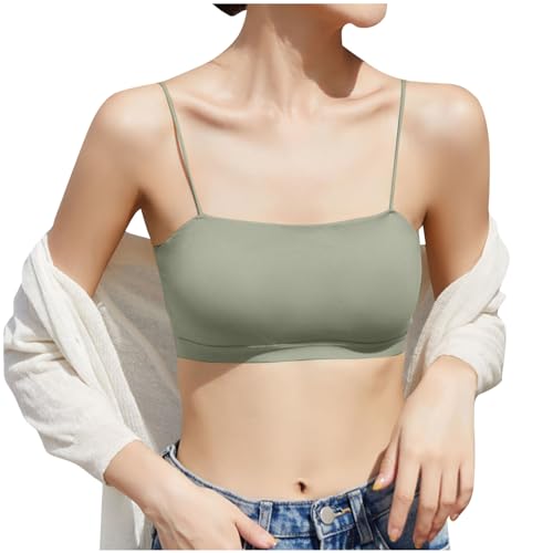 Womens Seamless No Underwire Spaghetti Strap Bralette Push Up Lift Bras Full Coverage Comfort Breathable Everyday Bra Green