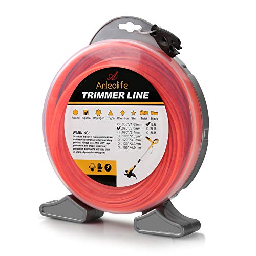 A ANLEOLIFE 1-Pound Commercial Square .080-Inch-by-557-ft String Trimmer Line Donut,with Bonus Line Cutter, Orange