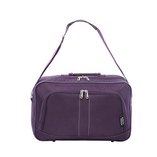 Aerolite 16-inch Carry On Hand Luggage Flight Duffle Bag, 2nd Bag or Underseat, 19L (Plum)